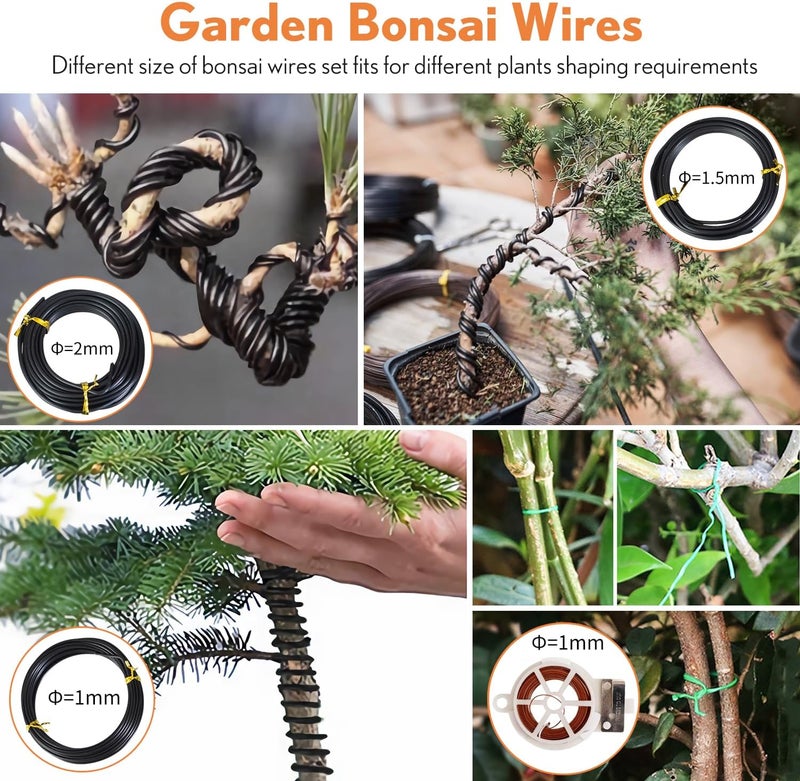 Inntop Bonsai Tools Kit 20 Pcs Garden Tools Set for Beginner, Gardening Gift for Women Men, Includes Bonsai Wire Kit, Plant Mat, Pruning Shears, Bonsai Scissors, Succulent Tools in Leather Storage Bag - Image 4